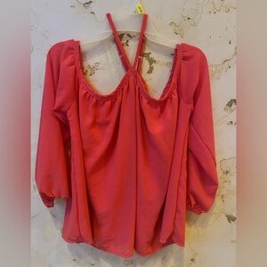 Coral Off-Shoulder Top • Floaty & Flowy • Size M • Fashion Classic Collection •